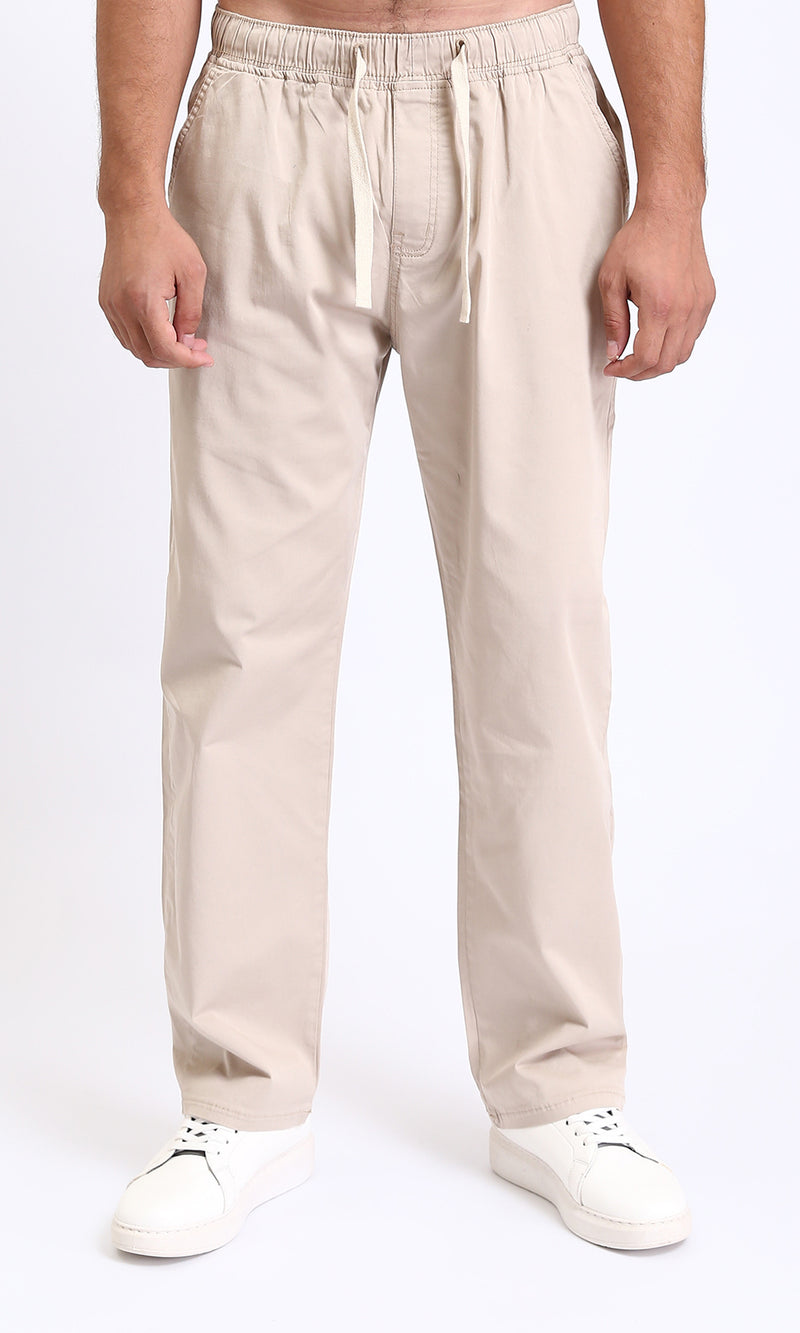R213320 - Slip On Comfy Pants with Elastic Waist - Beige