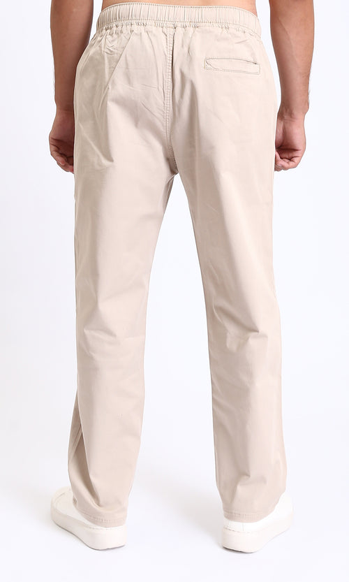 R213320 - Slip On Comfy Pants with Elastic Waist - Beige