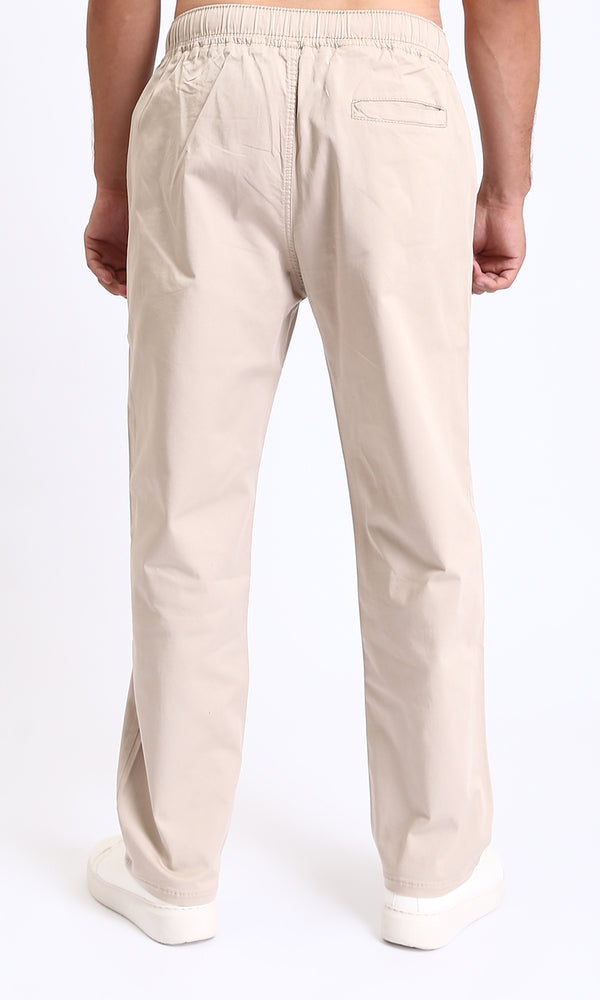 R213320 - Slip On Comfy Pants with Elastic Waist - Beige