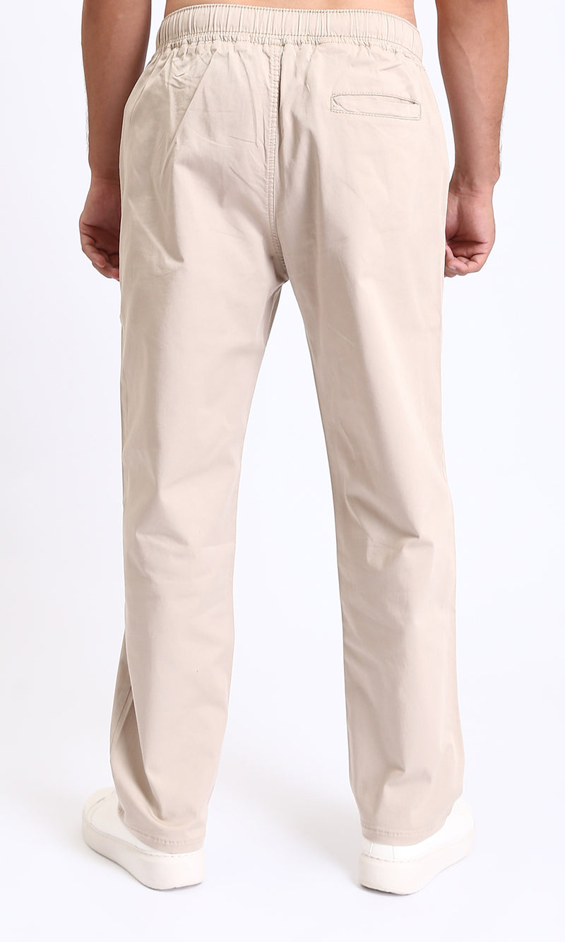 R213320 - Slip On Comfy Pants with Elastic Waist - Beige