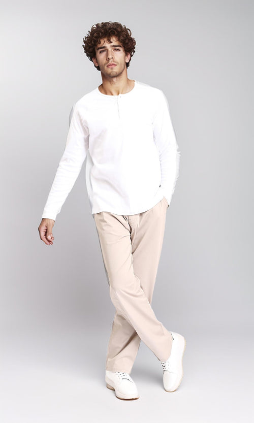 R213320 - Slip On Comfy Pants with Elastic Waist - Beige