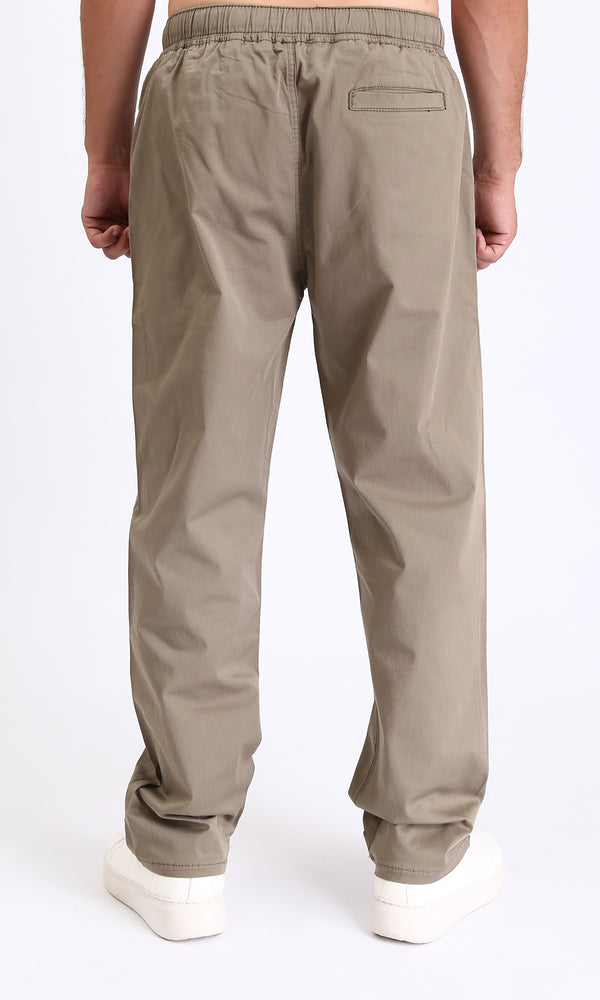 R213321 - Slip On Comfy Pants with Elastic Waist - Light Coffee