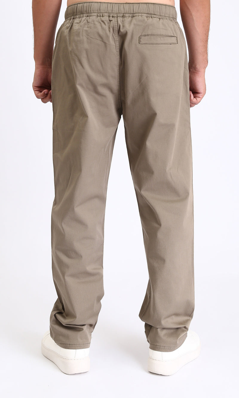 R213321 - Slip On Comfy Pants with Elastic Waist - Light Coffee