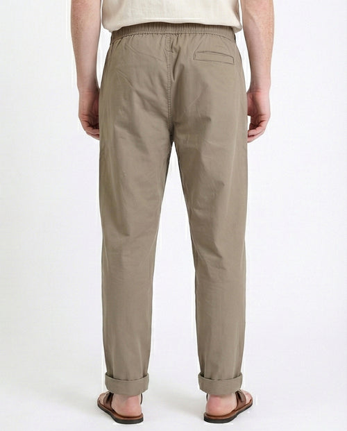 R213321 - Slip On Comfy Pants with Elastic Waist - Light Coffee
