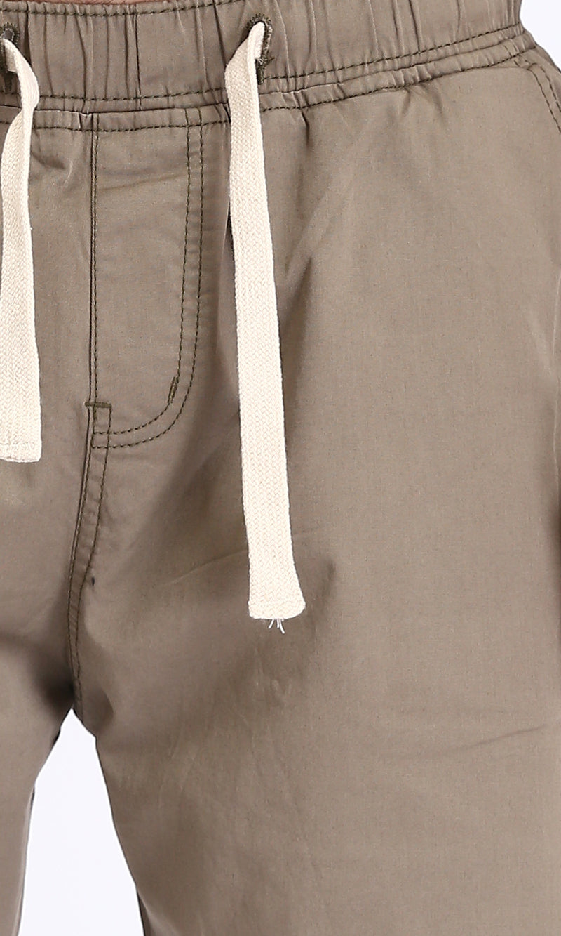 R213321 - Slip On Comfy Pants with Elastic Waist - Light Coffee