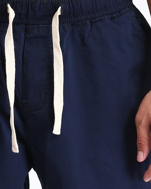 Ravin Relaxed-Fit Navy Hybrid Twill Trousers with Drawstring Waist - R213323