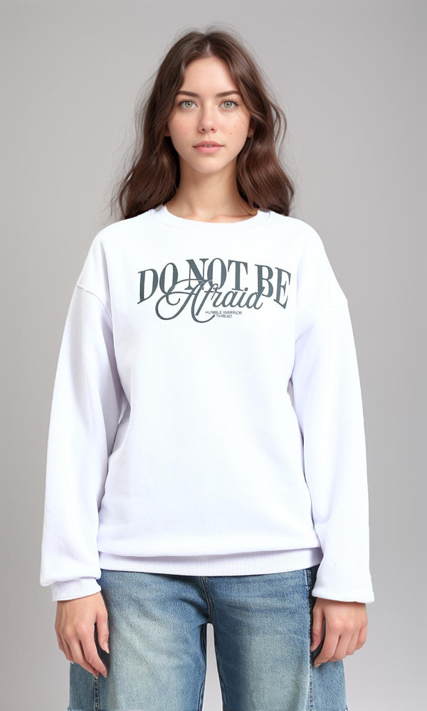 R213578 - Round Neck Printed Casual Sweatshirt - White
