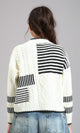 R213611 - Multi-Patterns Pullover with Mock Neck - Off-White & Black