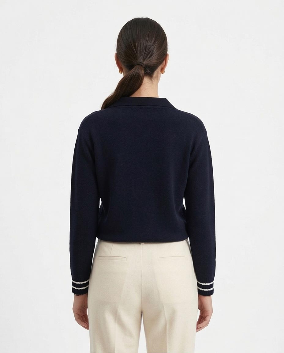 Ravin Heritage Knit V-Neck with Contrast Ribbing - Black - R213615