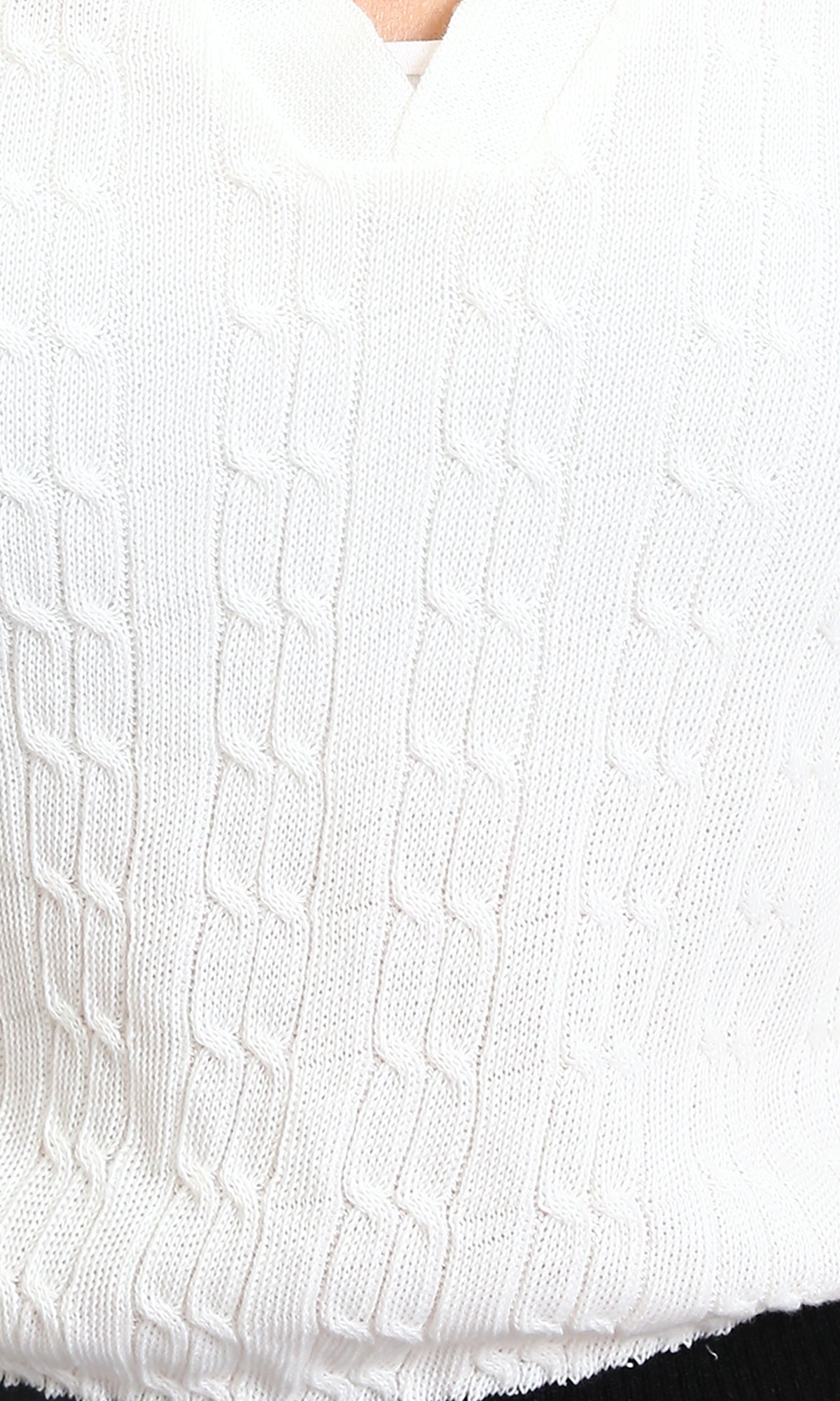 Off-White Sport-Luxe Cable Knit V-Neck Polo Pullover - R213624