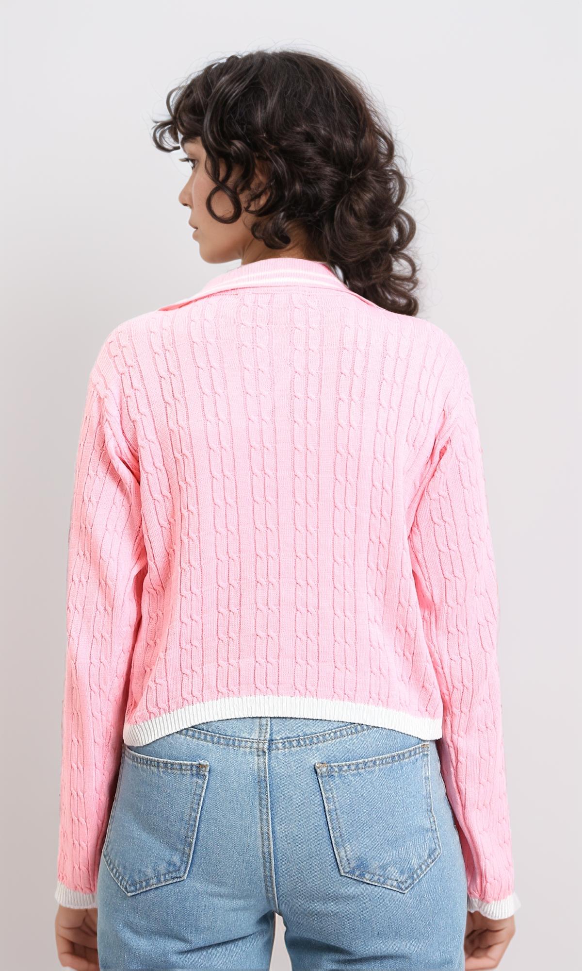 R213625 - Lined Classic Collar Pullover with Hem - Pink