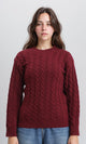 R213635 - Long Sleeves Braided Knit Pullover - Burgundy