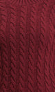 R213635 - Long Sleeves Braided Knit Pullover - Burgundy