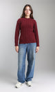 R213635 - Long Sleeves Braided Knit Pullover - Burgundy