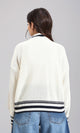 R213636 - Lined Mock Neck Knitted Pullover - Off-White