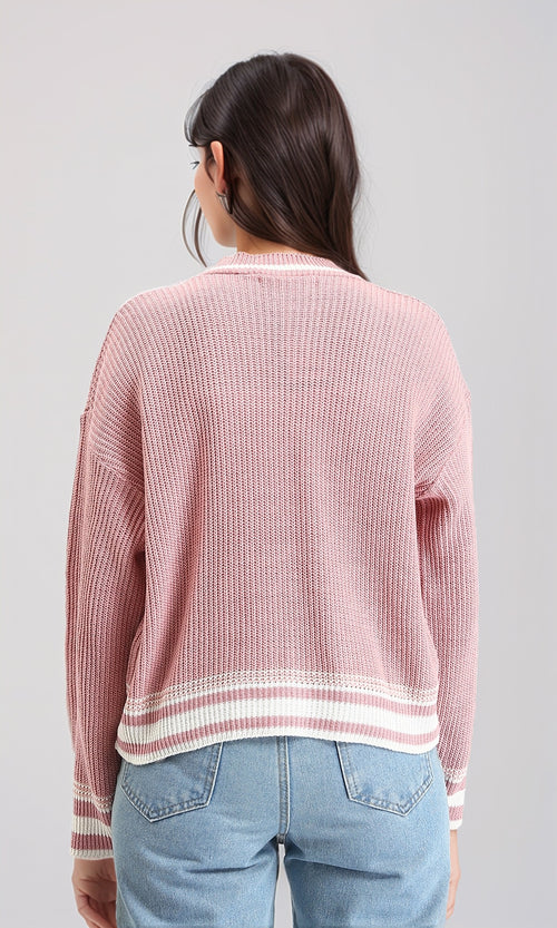 R213637 - Lined Mock Neck Knitted Pullover - Dusty Rose