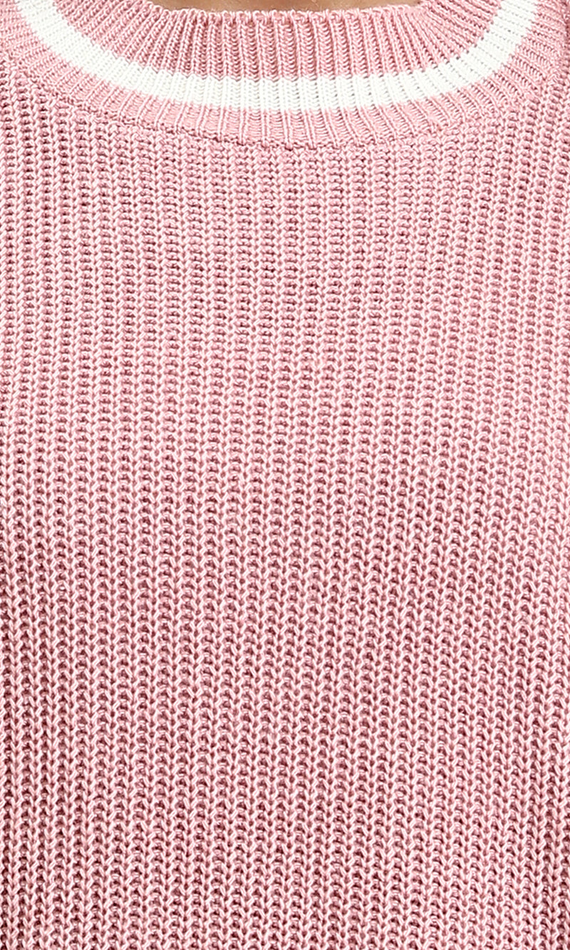 R213637 - Lined Mock Neck Knitted Pullover - Dusty Rose