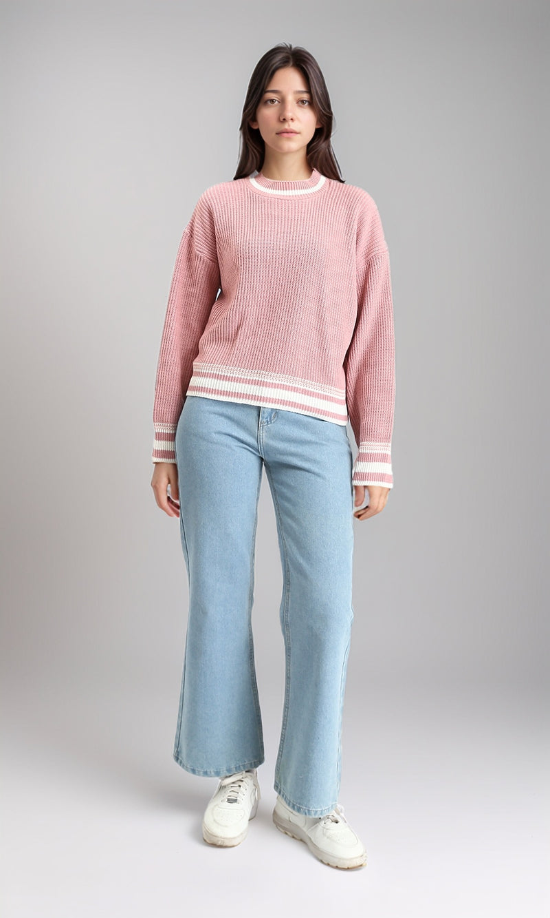 R213637 - Lined Mock Neck Knitted Pullover - Dusty Rose