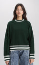 R213639 - Lined Mock Neck Knitted Pullover - Dark Green