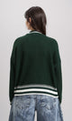 R213639 - Lined Mock Neck Knitted Pullover - Dark Green