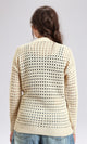 R213646 - Perforated Knit Buttoned Cardigan - Light Beige