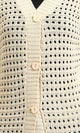 R213646 - Perforated Knit Buttoned Cardigan - Light Beige