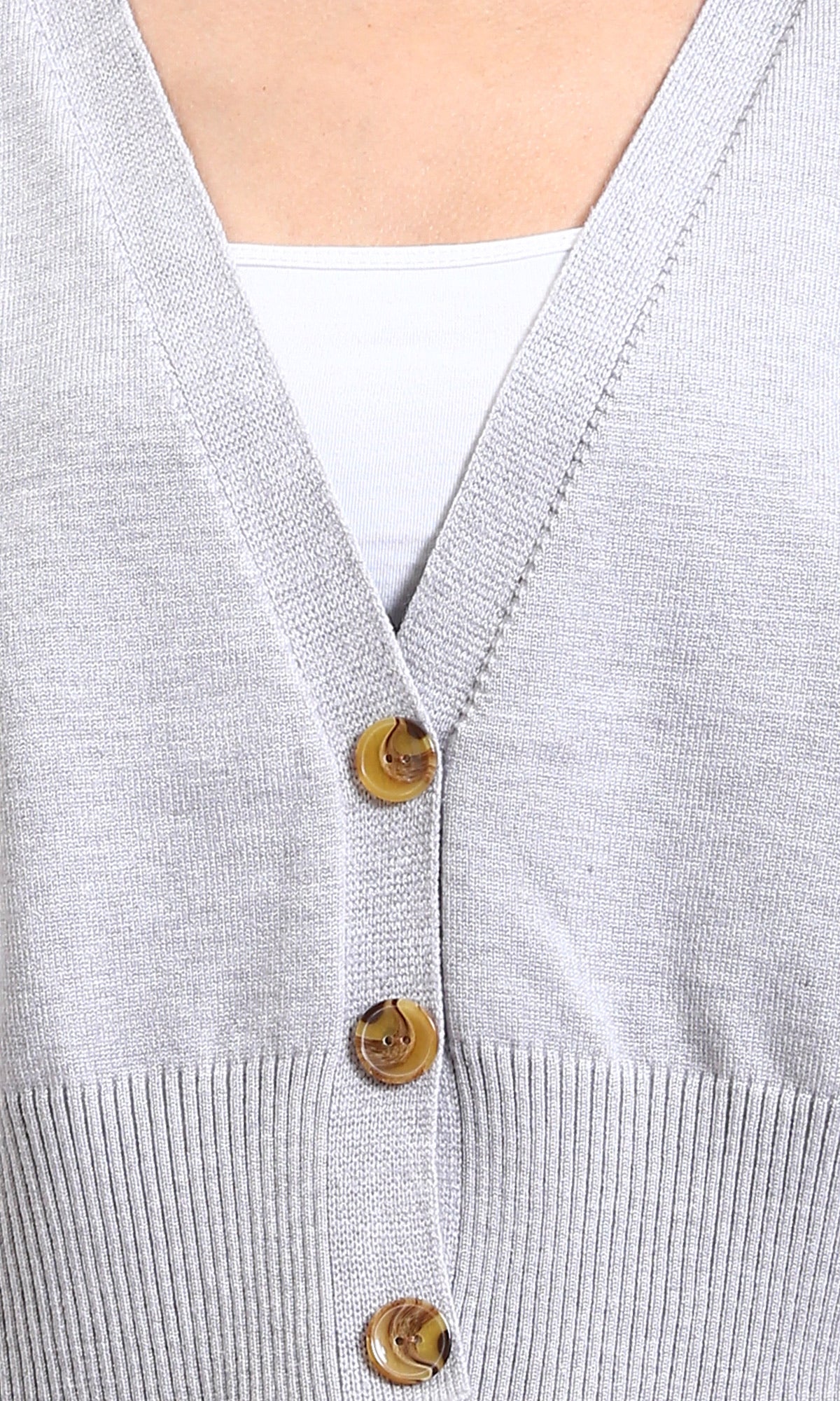 Ravin Women’s Cropped V-Neck Knit Cardigan – Light Grey - R213649