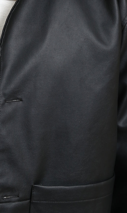 R213716 - Solid Winter Jacket with Front Pockets - Black