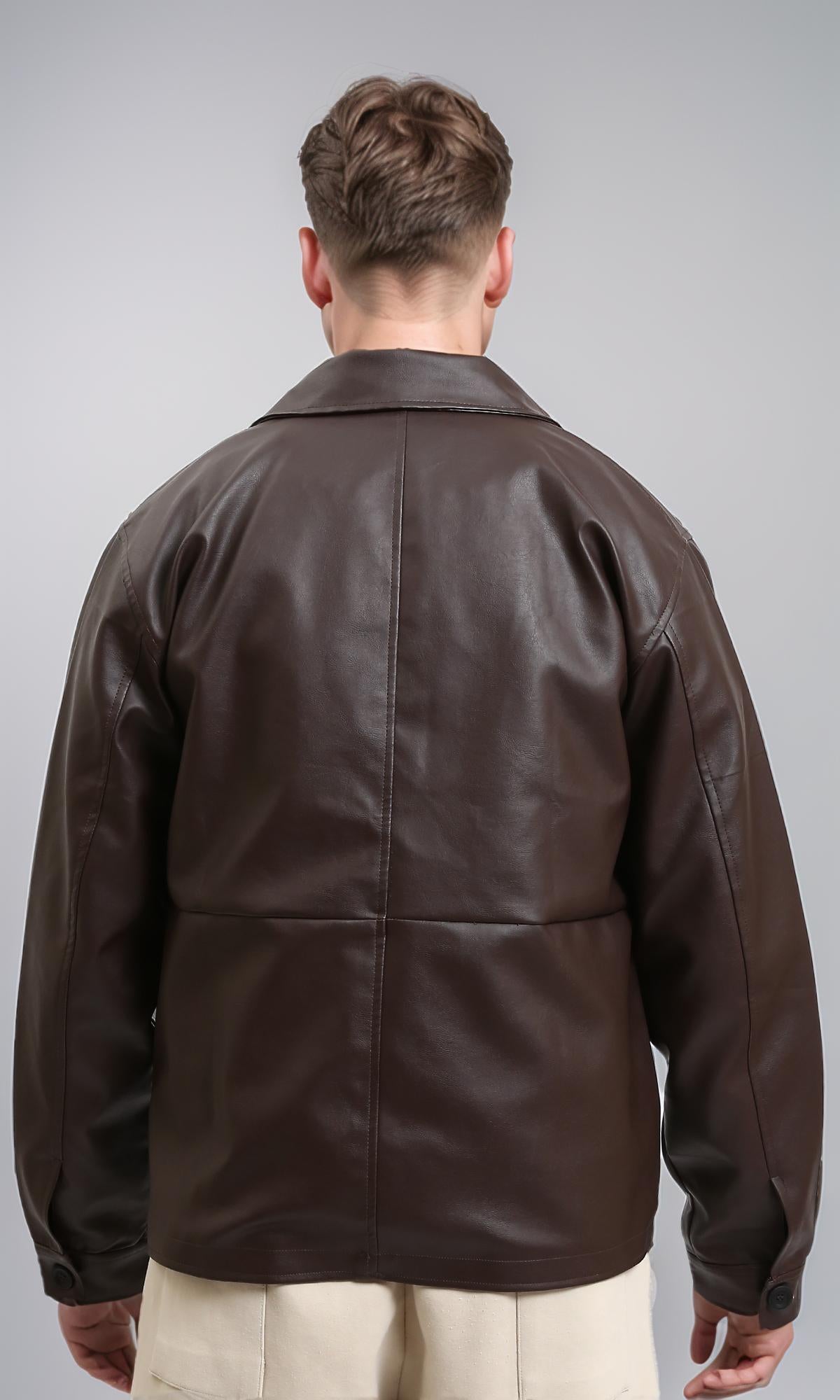 R213718 - Solid Winter Jacket with Front Pockets - Dark Brown