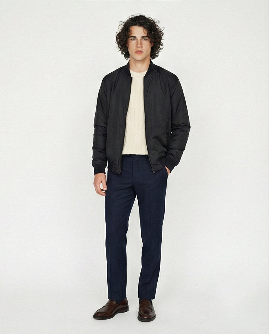 Essential Modern Black Bomber Jacket