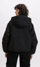 R213733 - Long Sleeves with Hem Hooded Jacket - Black