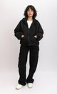 R213733 - Long Sleeves with Hem Hooded Jacket - Black
