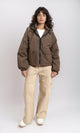 R213734 - Long Sleeves with Hem Hooded Jacket - Brown