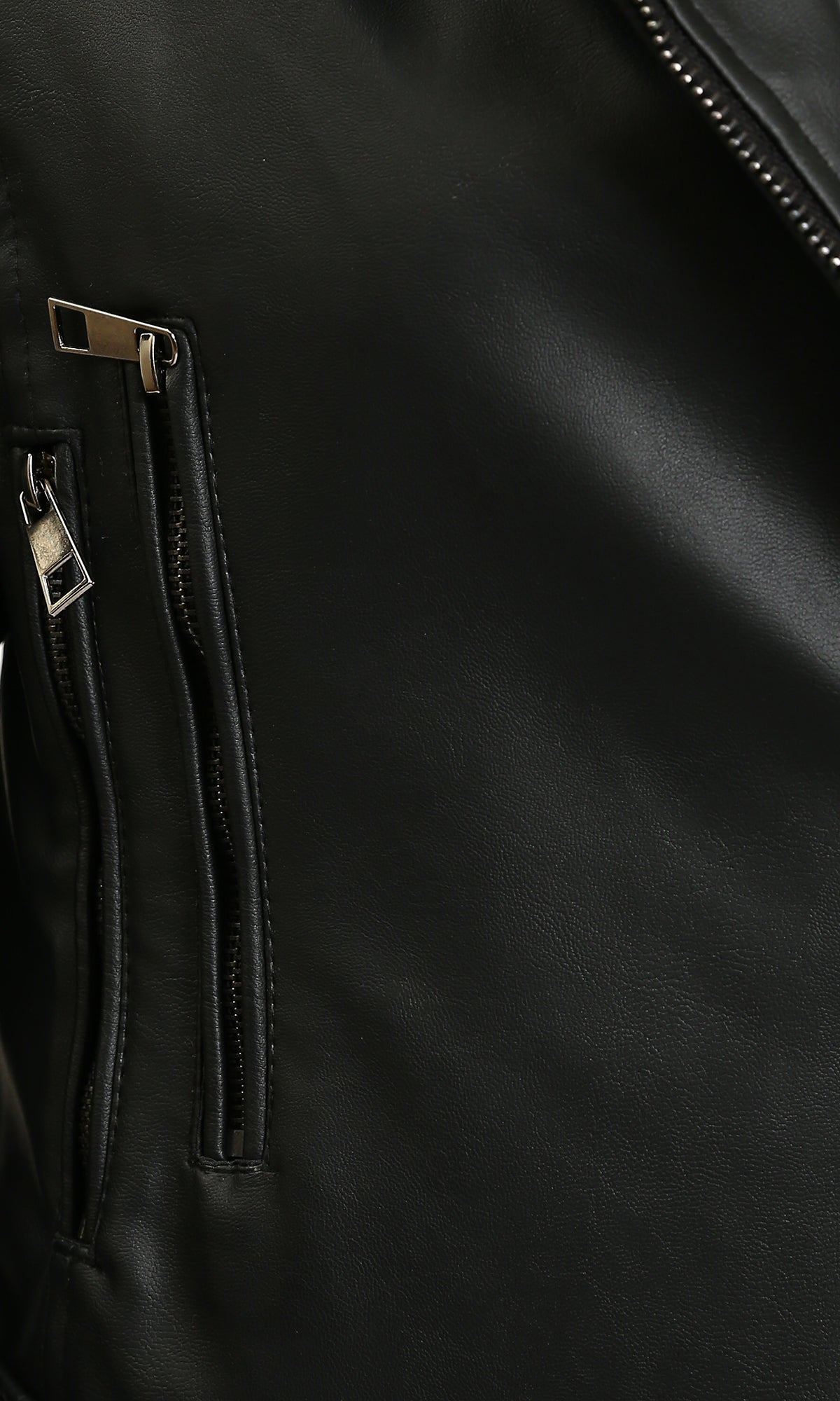 R213736 - Leather Biker Jacket with Quilted Sleeve - Black
