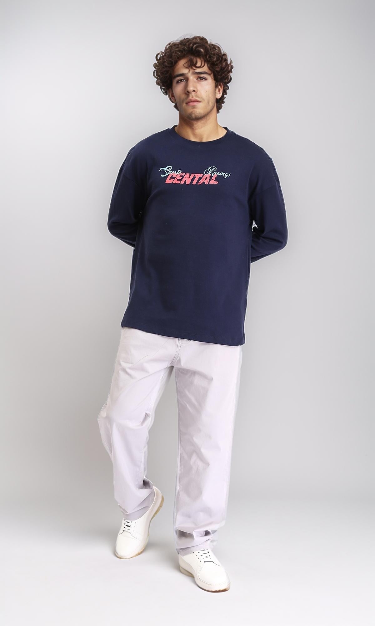 R213754 - Long Sleeves Slip On Printed Tee - Navy Blue