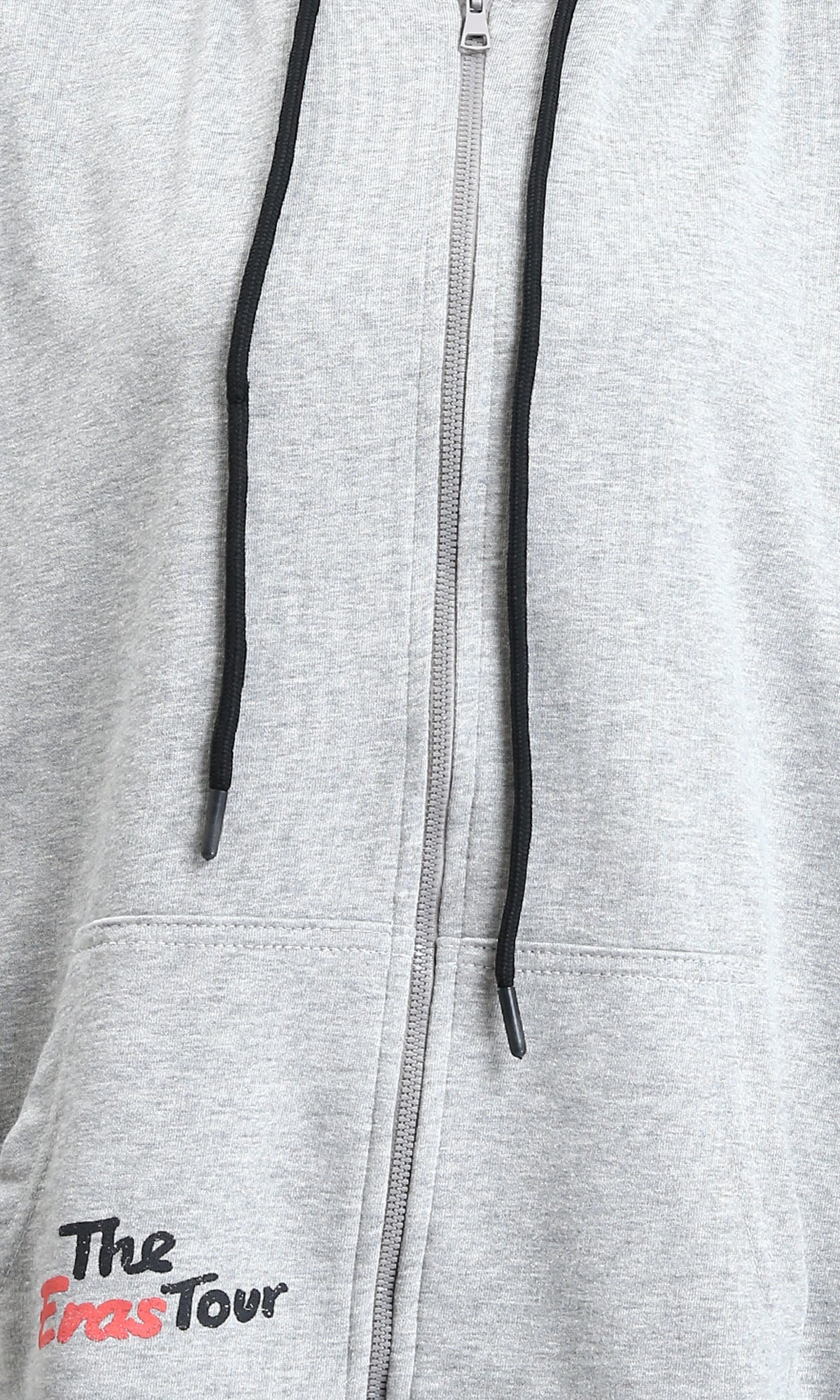R213757 - Hooded Neck Printed Zipped Sweatshirt - Heather Grey