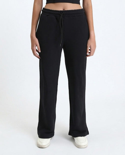 Ravin Women's High-Waist Wide-Leg Track Pants with Seam Detail - Black