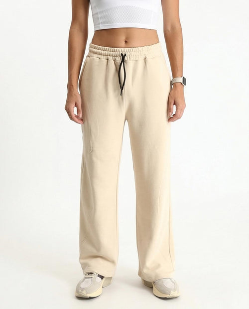 Ravin Premium Wide-Leg Fleece Sweatpants - Oatmeal Beige