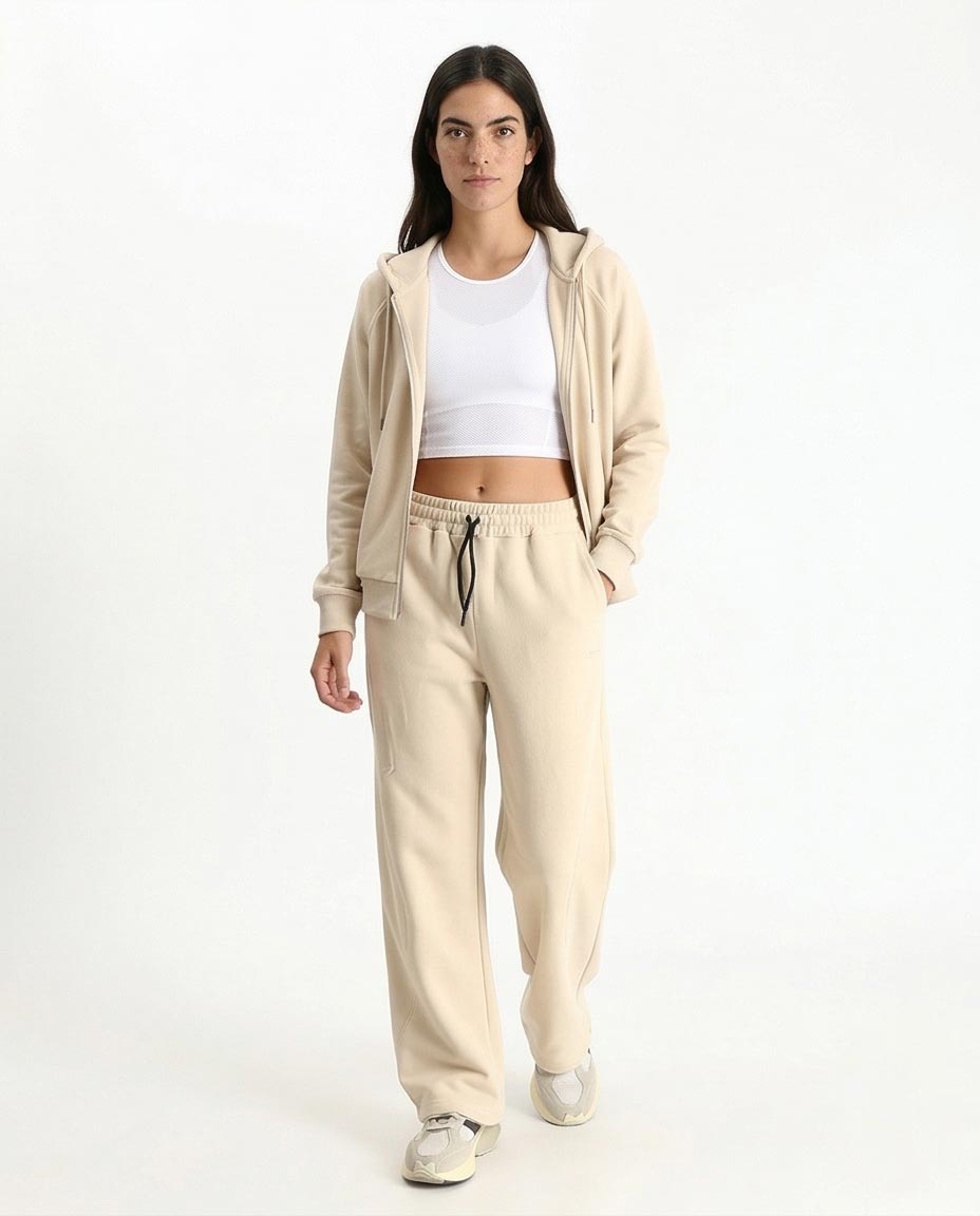 Ravin Premium Wide-Leg Fleece Sweatpants - Oatmeal Beige - R213762