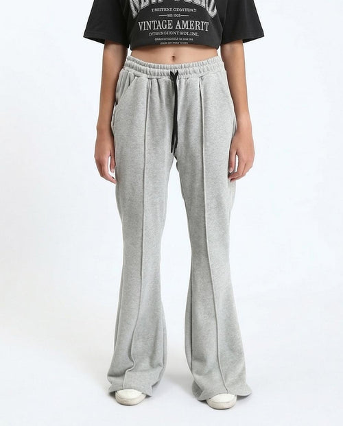 Ravin Women's Pin-Tuck Flare Sweatpants - Heather Grey