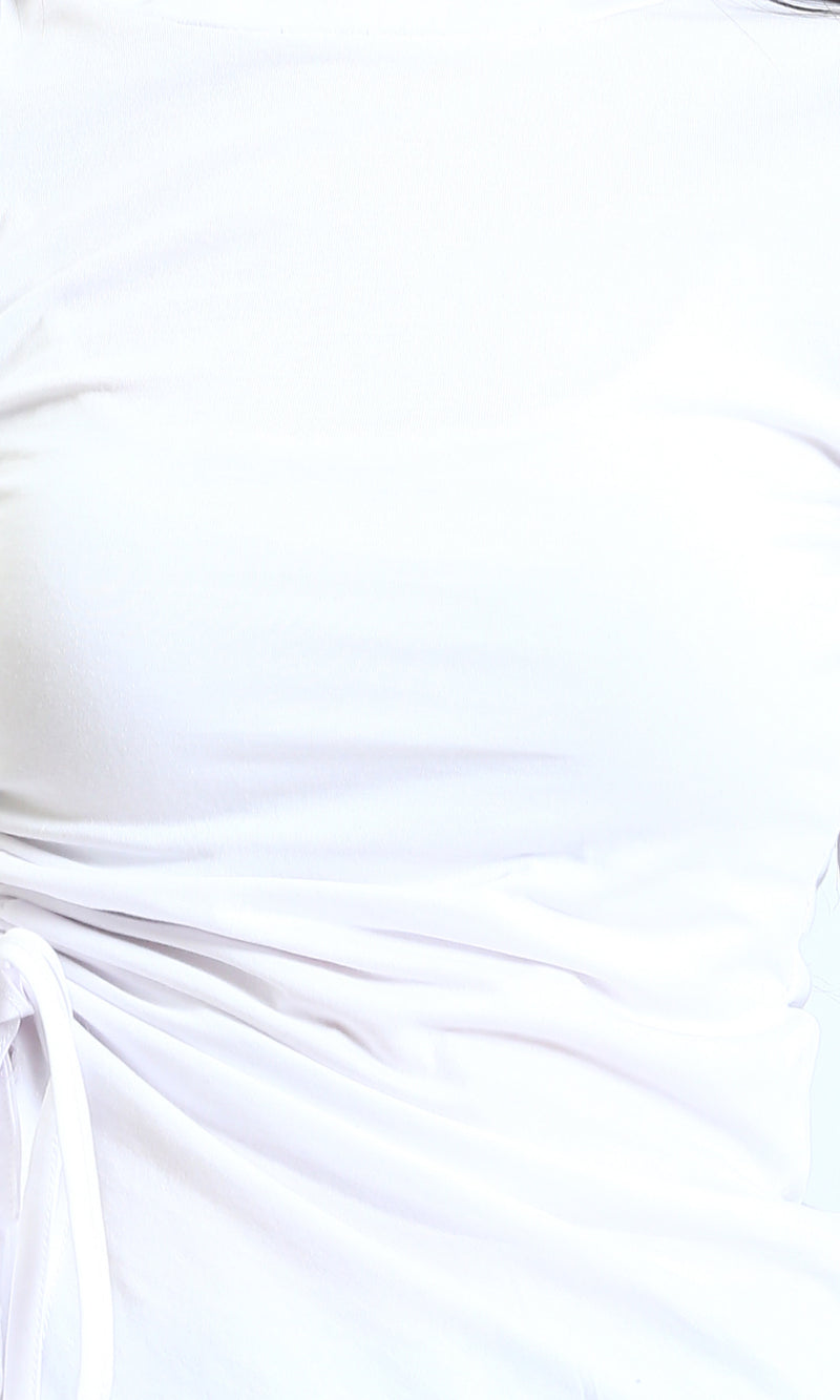 Ravin Side-Ruched Asymmetrical Tie-Hem Top - White - R213766