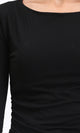 R213767 - Boat Neck Long Sleeves Basic Top - Black