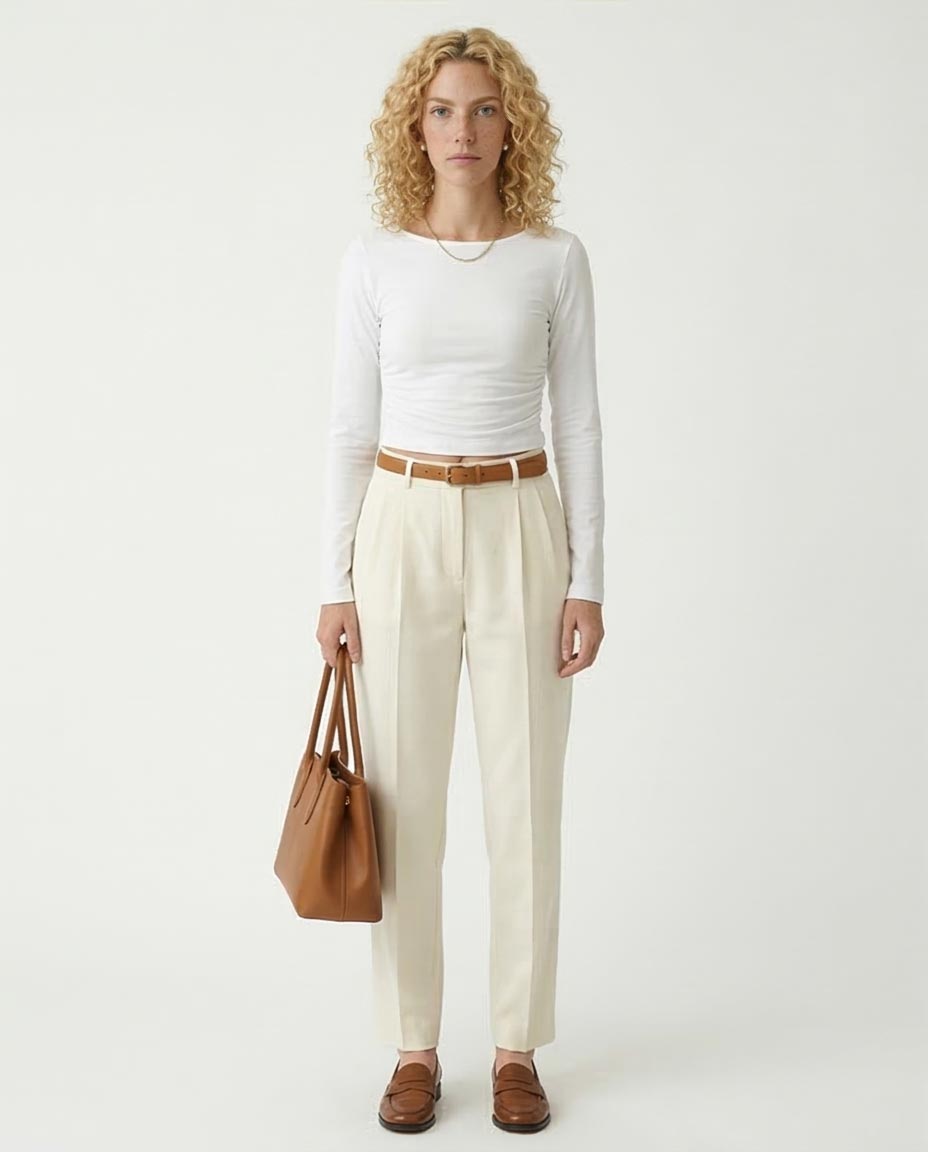 Ravin Women's Ruched Side Long-Sleeve Cropped Tee – White - R213768