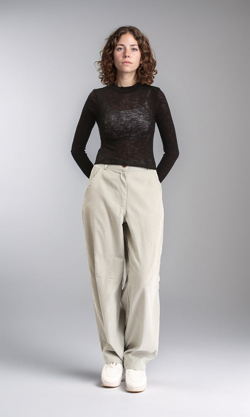 R213769 - Long Sleeves Mock Neck Sheer Top - Black