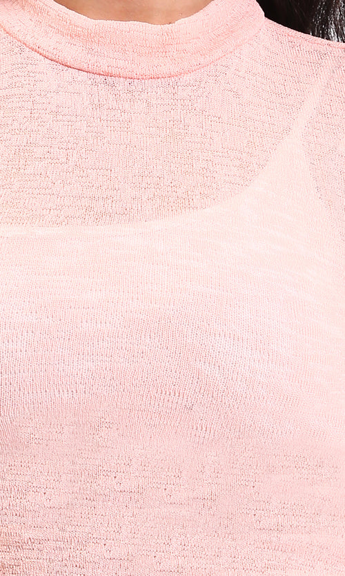 R213772 - Long Sleeves Mock Neck Sheer Top - Light Simon