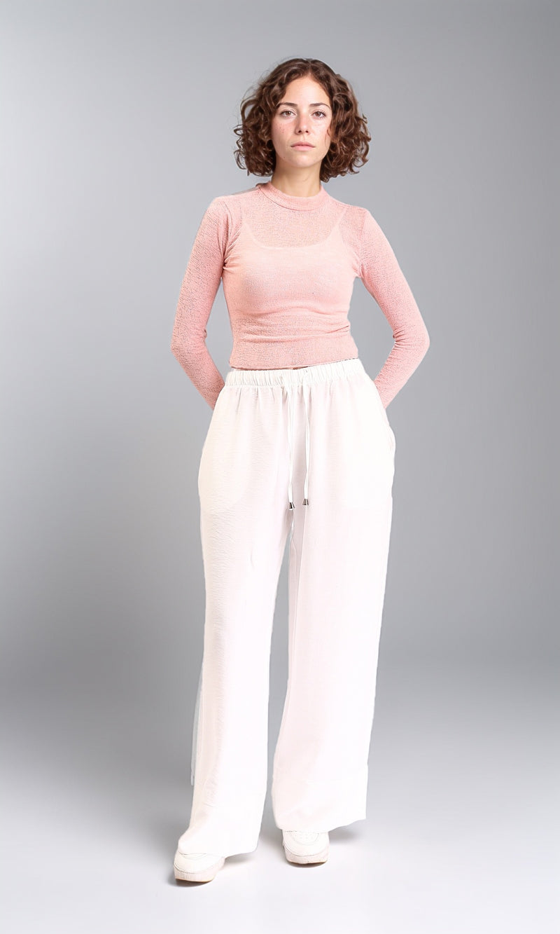 R213772 - Long Sleeves Mock Neck Sheer Top - Light Simon