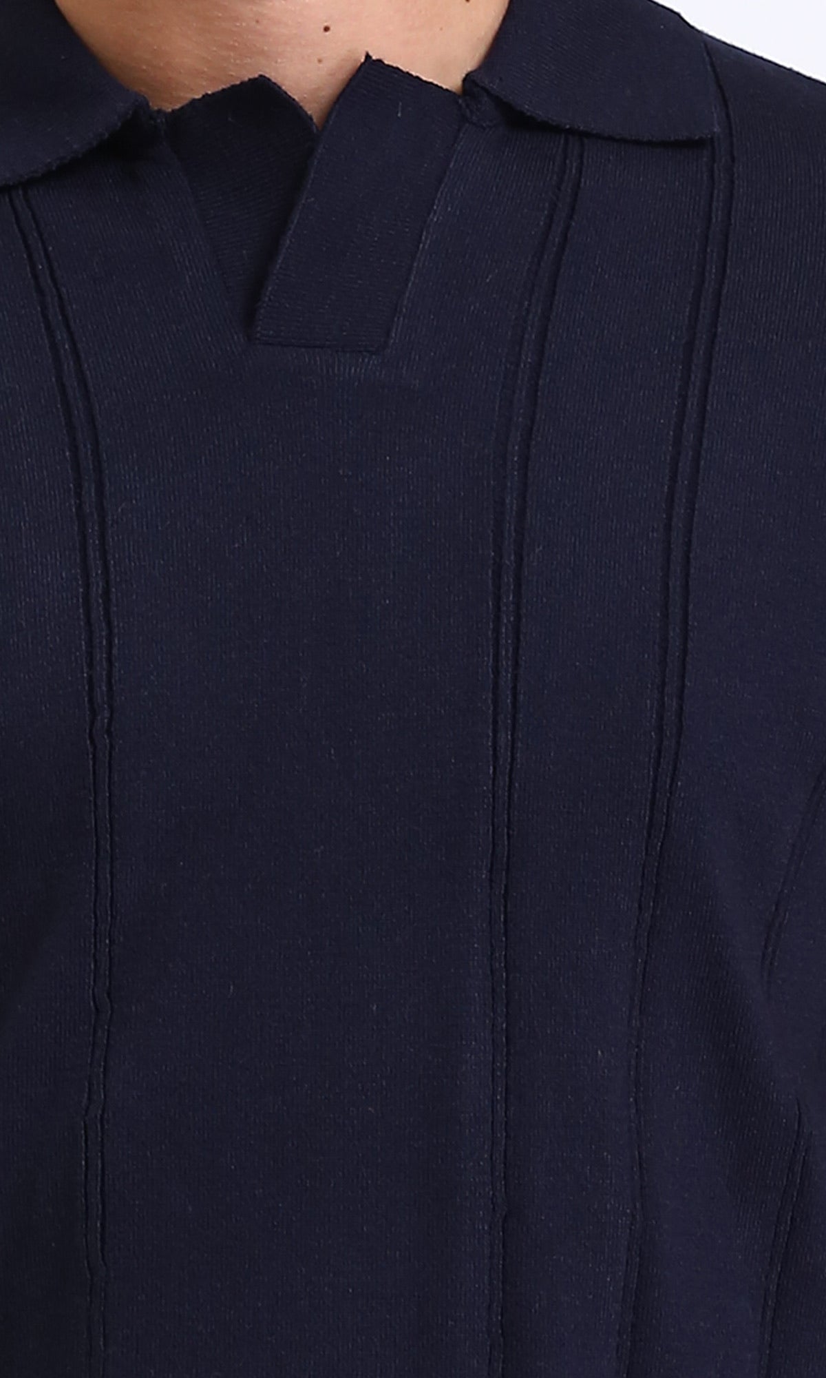 R213773 - Open Neck Slip On Polo Shirt - Dark Navy Blue