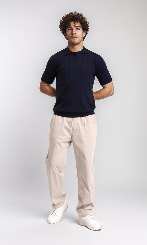 R213773 - Open Neck Slip On Polo Shirt - Dark Navy Blue