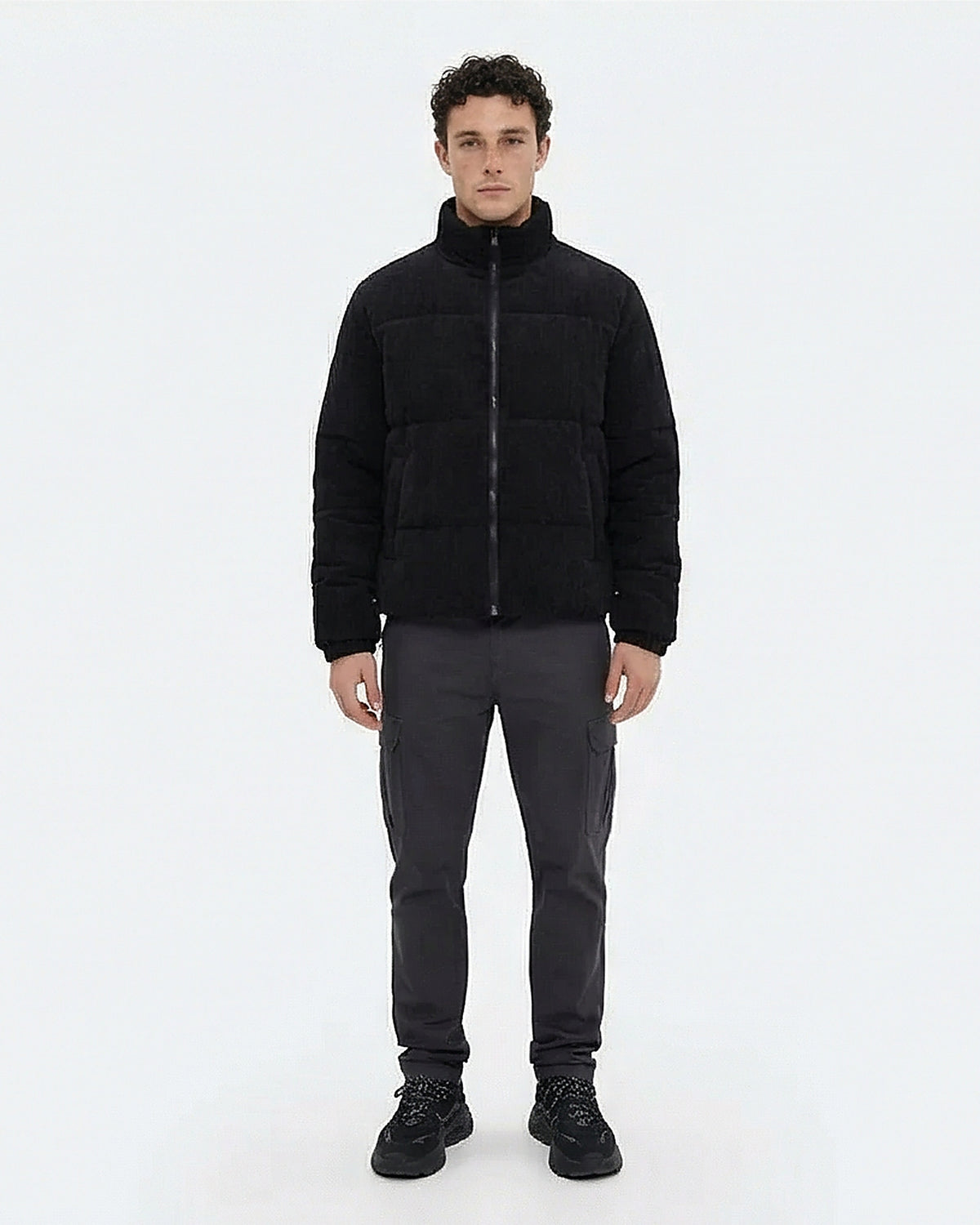 Black Corduroy Puffer Jacket