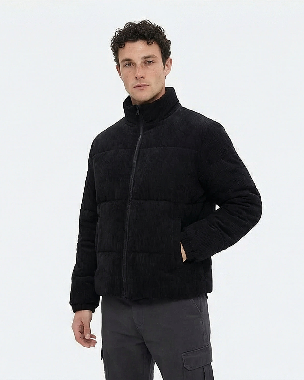 Black Corduroy Puffer Jacket
